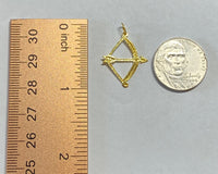 14K Yellow Gold Bow and Arrow "Ochosi" (Yoruba Ifa Palo Santeria) Charm