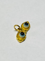 14 Karat Gold Ojos de Santa Lucia "Saint Lucy" Blue Eyes Pendant