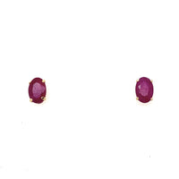 14KT Yellow Gold 1CTW 6 x 4mm Genuine Oval Ruby Post Earrings