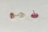 14KT Yellow Gold 1CTW 6 x 4mm Genuine Oval Ruby Post Earrings