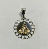 Sterling Silver & 14K Yellow Gold Miraculous Mary "Milagrosa" Filigree Scalloped Medal