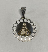 Sterling Silver & 14K Yellow Gold Miraculous Mary "Milagrosa" Filigree Scalloped Medal