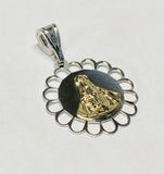 Sterling Silver & 14K Yellow Gold Miraculous Mary "Milagrosa" Filigree Scalloped Medal