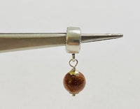 Sterling Silver 8mm Brown Goldstone "Venturina" Charm for Pandora Bracelet