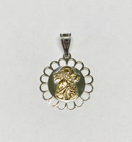 Sterling Silver & 14K Yellow Gold Our Lady of Perpetual Help "Perpetuo Socorro" Scalloped Medal