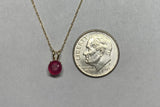 14 Karat Yellow Gold Genuine 5mm Round Ruby Pendant (Available with or without chain)