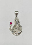 Sterling Silver and Genuine Ruby Saint Barbara "Santa Barbara" Pendant