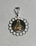 Sterling Silver and 14 Karat Yellow Gold Miraculous Virgin Mary "Milagrosa" Scalloped Medal