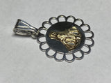 Sterling Silver and 14 Karat Yellow Gold Miraculous Virgin Mary "Milagrosa" Scalloped Medal