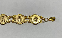 14 Karat Yellow Gold Traditional Catholic Saints Medal Bracelet (7.25" or 8")