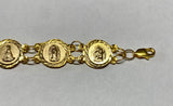 14 Karat Yellow Gold Traditional Catholic Saints Medal Bracelet (7.25" or 8")