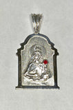 Sterling Silver Saint Barbara "Santa Barbara" 2.31" Chapel Medal with Genuine Ruby