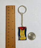 Vintage 1960's Sterling Silver & Enameled Our Lady of Charity "Caridad del Cobre" and Flag Key Chain