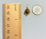 Vintage 1960's NOS 14K Genuine Tiger's Eye 6mm Bead Pentagon Shape Spinner Pendant