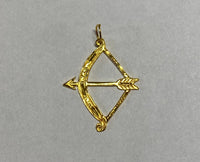 14K Yellow Gold Bow and Arrow "Ochosi" (Yoruba Ifa Palo Santeria) Charm