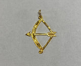 14K Yellow Gold Bow and Arrow "Ochosi" (Yoruba Ifa Palo Santeria) Charm