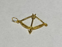 14K Yellow Gold Bow and Arrow "Ochosi" (Yoruba Ifa Palo Santeria) Charm