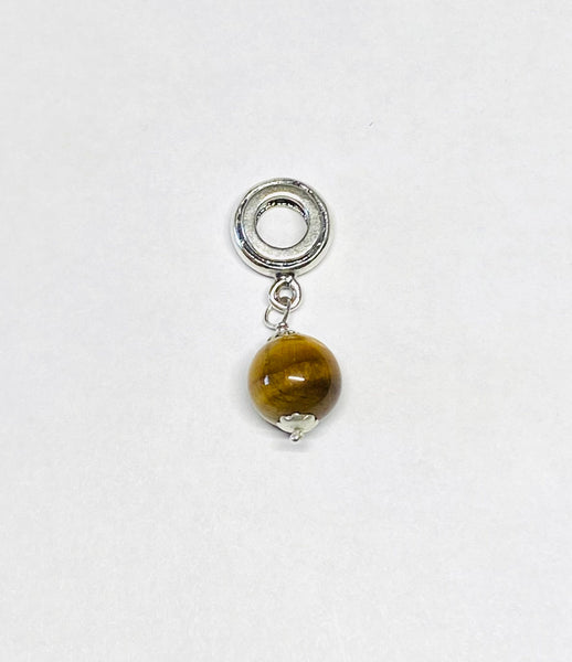 Sterling Silver 8mm Genuine Tiger's Eye Charm for Pandora Bracelet