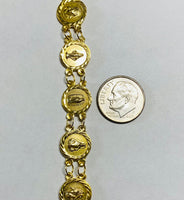 14 Karat Yellow Gold Traditional Catholic Saints Medal Bracelet (7.25" or 8")