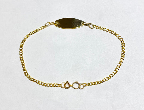 14 Karat Yellow Gold Curb Link Oval ID 7" Bracelet