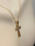 14 Karat Yellow Gold & Cubic Zirconia Cross Pendant (Available with or without Chain)