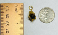 Vintage NOS 1960's 14K Genuine Tiger's Eye 8mm Bead Pentagon Shape Spinner Pendant