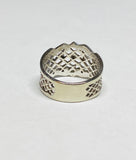 Vintage 14 Karat White Gold & Genuine Diamond Ladies Wide Band Ring