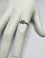 Sterling Silver and 18 Karat White Gold Genuine Diamond "X" Motif Ring