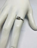 Sterling Silver and 18 Karat White Gold Genuine Diamond "X" Motif Ring