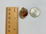 Vintage 1960's 18K Yellow Gold Brown Goldstone Venturina 16mm Bead Spinner Pendant