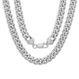 Rhodium Plated Sterling Silver 8.5mm Miami Cuban Link 24" Chain