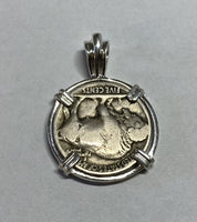 American Coin Jewelry with Vintage Buffalo Nickel in Handmade Sterling Silver Pendant Setting (please inquire about available years)