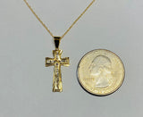 14 Karat Yellow Gold & Cubic Zirconia Cross Pendant (Available with or without Chain)