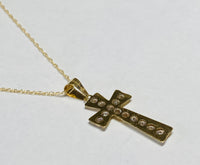 14 Karat Yellow Gold & Cubic Zirconia Cross Pendant (Available with or without Chain)