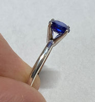 Sterling Silver Genuine Blue Sapphire Ladies Solitaire Ring (1.06 Carats)