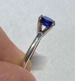 Sterling Silver Genuine Blue Sapphire Ladies Solitaire Ring (1.06 Carats)