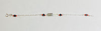 Sterling Silver Genuine Azabache Jet & Coral "Dios Me Bendiga" Plaque Figaro Link 6" Baby Bracelet