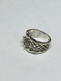 Vintage 14 Karat White Gold & Genuine Diamond Ladies Wide Band Ring