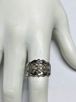 Vintage 14 Karat White Gold & Genuine Diamond Ladies Wide Band Ring