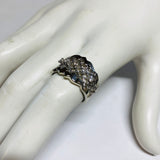 Vintage 14 Karat White Gold & Genuine Diamond Ladies Wide Band Ring