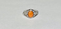 Sterling Silver Genuine Oval Cab 8mm x 6mm Pink Coral Dainty Filigree Ladies Ring