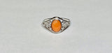 Sterling Silver Genuine Oval Cab 8mm x 6mm Pink Coral Dainty Filigree Ladies Ring