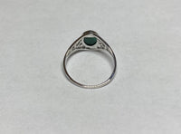 Sterling Silver Genuine Oval Cab 8mm x 6mm Malachite Dainty Filigree Ladies Ring