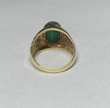 Vintage NOS 1960's 10K Yellow Gold Genuine Malachite Man's Ring