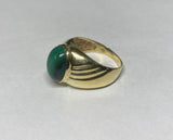 Vintage NOS 1960's 10K Yellow Gold Genuine Malachite Man's Ring