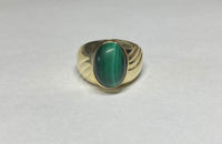 Vintage NOS 1960's 10K Yellow Gold Genuine Malachite Man's Ring