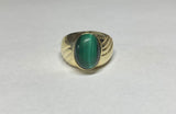 Vintage NOS 1960's 10K Yellow Gold Genuine Malachite Man's Ring