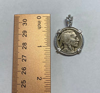 American Coin Jewelry with Vintage Buffalo Nickel in Handmade Sterling Silver Pendant Setting (please inquire about available years)