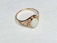 10K Rose Gold Oval 8mm x 6mm Genuine Opal Dainty Filigree Ring