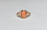 10K Rose Gold Oval 8mm x 6mm Genuine Coral Dainty Filigree Ring